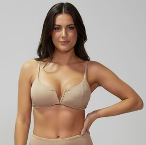 SHEIN Women's NWOT Tan Ribbed V-Wire Padded Bikini Top Size Large (8-10) 🐈